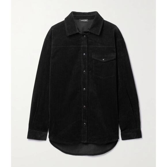 ANINE BING Simon Sloan Shirt Black Corduroy Button Down Long Sleeve Shacket NWT - Picture 1 of 11